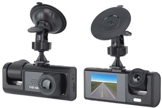 Dual Dash Cam voor Voorkant en Achterkant, 1080P HD Autorijrecord met 3IN Scherm, Parkeermonitor, Loopopname, G-Sensor, Nachzicht Dashboard Camera