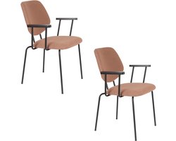 Housecraft Living Zelo Eetkamerstoelen Armleuning Roze - Set van 2