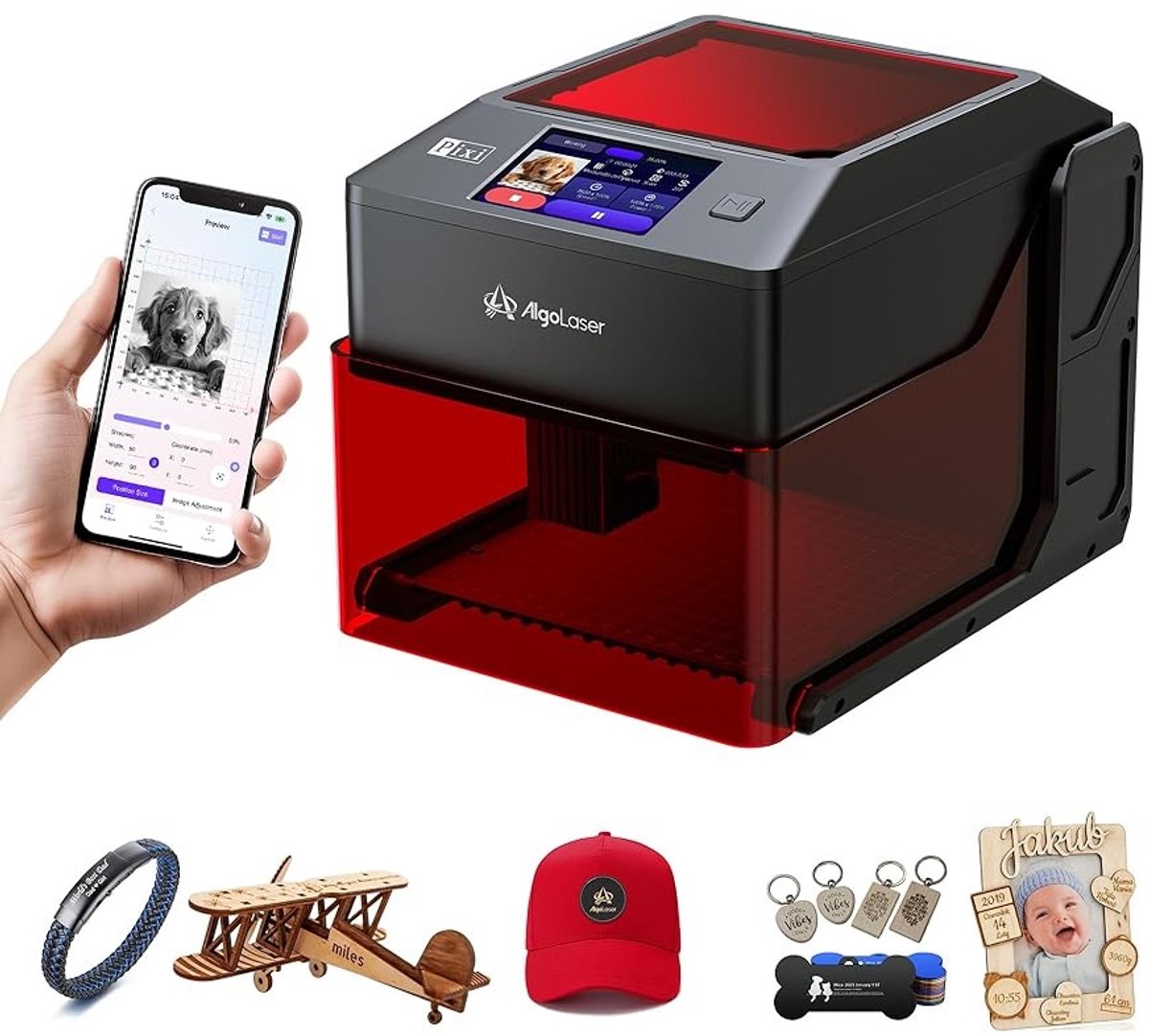Laser Graveermachine 10W - 3.5 Inch Touchscreen - Zwart - Laser Cutter - Hout Acryl Laser Snijmachine - Ultra Dunne Laser
