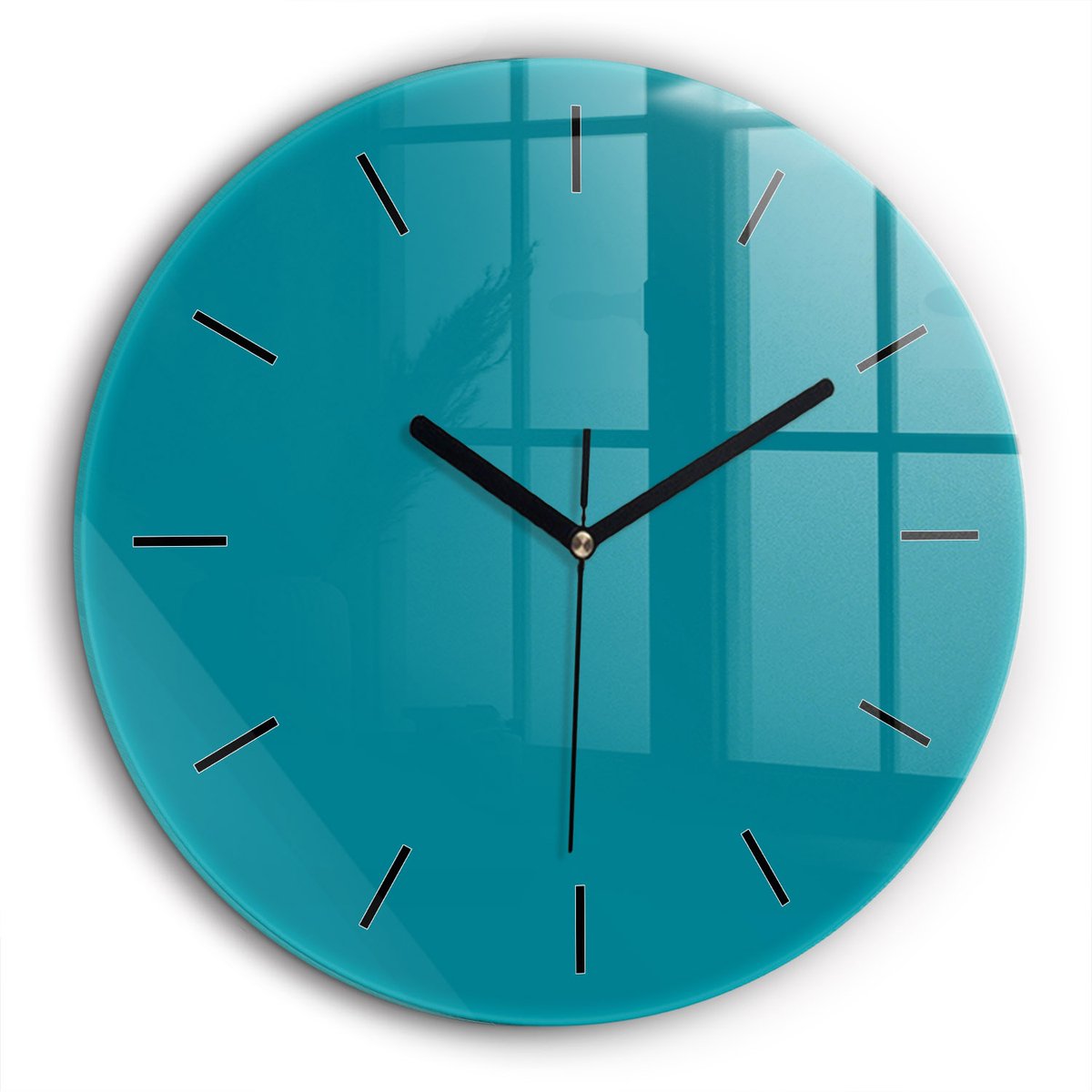Wallfluent Wandklok - Maritiem Ronde Glazen Wandklok - 60 cm x 60 cm - Maritiem Wandklok - Zwarte Handen - Wandklok Zonder Cijfers - Kinder Wandklok Glas - Ronde Glas Klok - Scandinavisch Wandklok - Ronde Glazen Klok