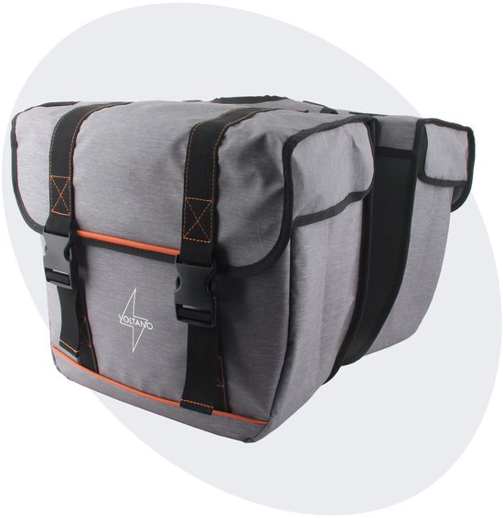 Voltano Dubbele Fietstas Premium Afgeschuind - Grijs - 44 Liter - 100% Waterdicht - Fietstassen Electrische Fietsen