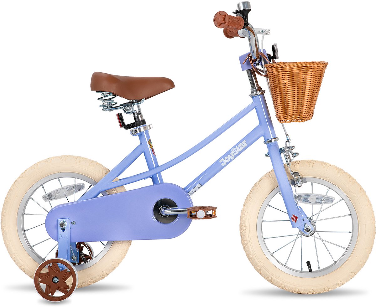 Joystar Fantasy Kinderfiets voor Meisjes - 12 Inch - Mand - Zijwieltjes - Bel - Handrem - Paars - Geschikt voor buitenactiviteiten in de lente