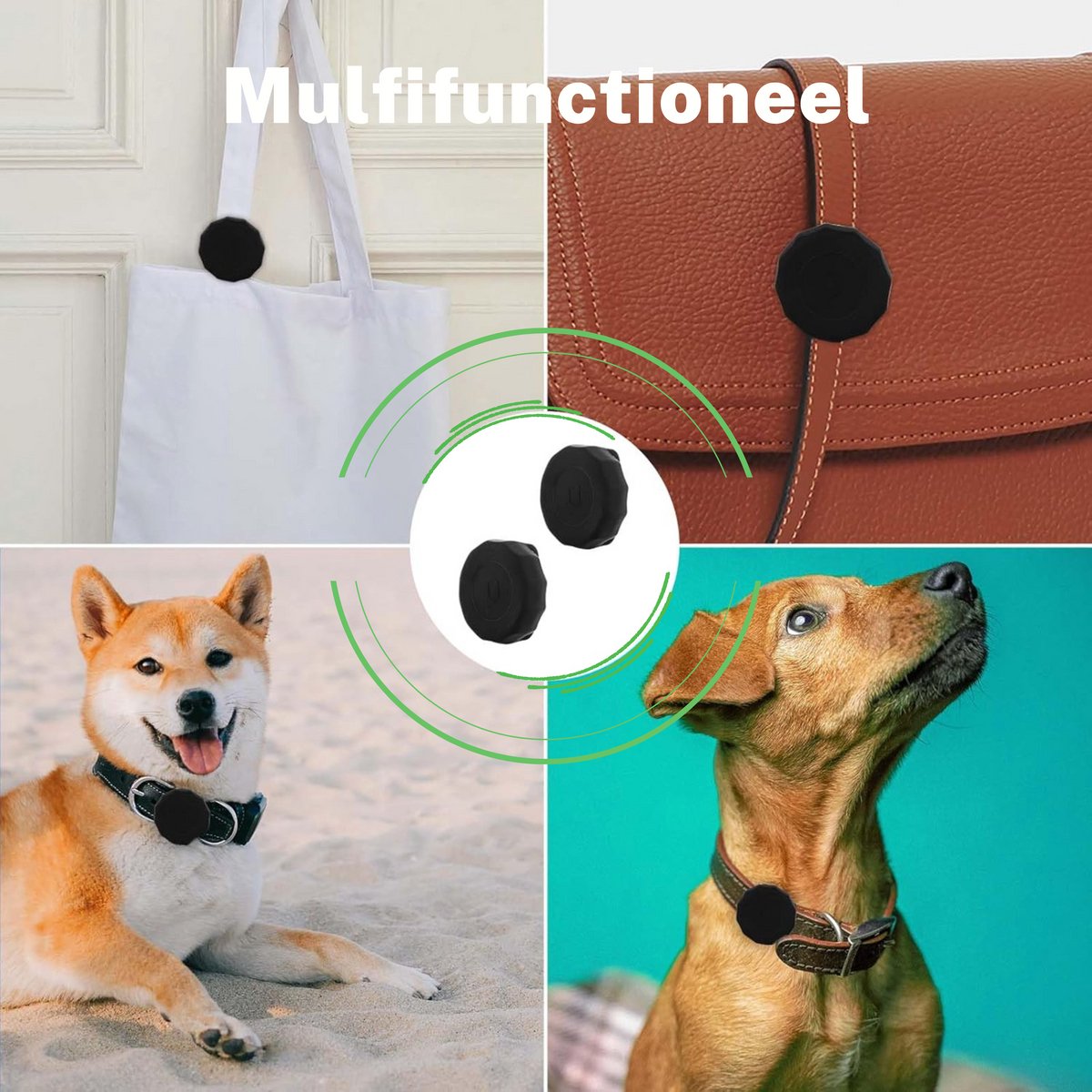 Waterdichte tracker houder geschikt voor Apple AirTag - 2 stuks - voor halsband hond en kat - GPS Tracker (niet inbegrepen) - siliconen hoes - Huisdieren - hondenpenning - kattenhalsband - hondenhalsband - sleutelhanger – foto 3