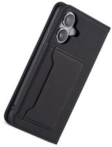 Étui portefeuille Fashion pour iPhone 16 Plus - Fermeture magnétique - Porte-cartes - Argent liquide - Durable - Élégant - Mode - Usage quotidien - Noir