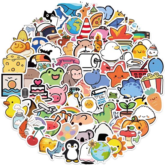 Ainy Schattige Collectie Stickers 100 stuks voor bullet journal, fotoalbum, wenskaarten, laptop, telefoon, waterfles, ook geschikt als muursticker, geschenksticker, skateboard Stickers, graffiti stickers, stickervellen voor kinderen en volwassenen