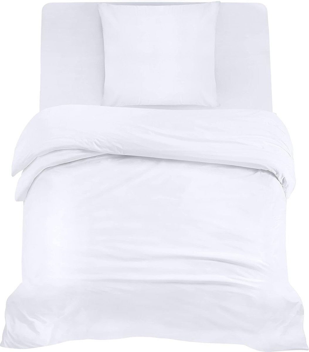 Azalia Beddengoed set - Geborsteld Microvezel Polyester - Dekbedovertrek (135x200cm), Hoeslaken (90x200cm) met Kussensloop (80x80cm), Wit