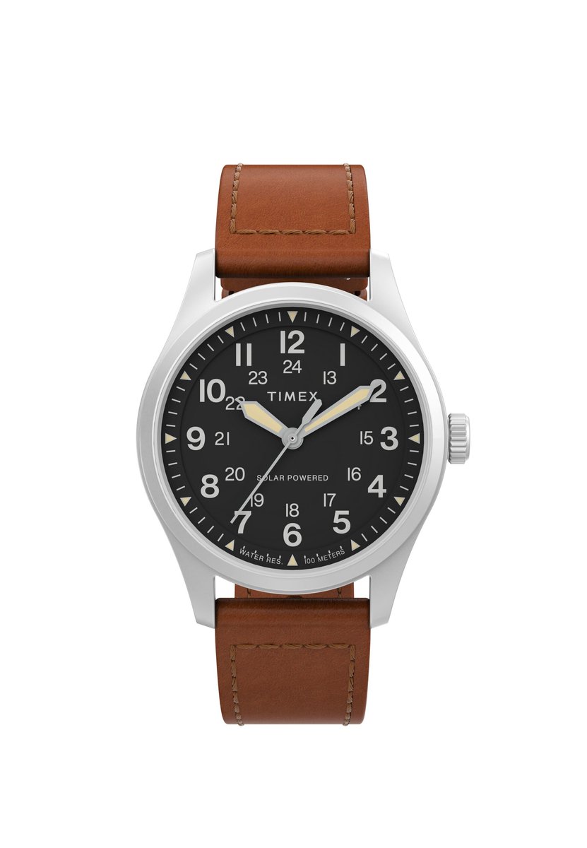 Timex Field Post Solar TW2V00200 Horloge - Leer - Bruin - Ø 36 mm