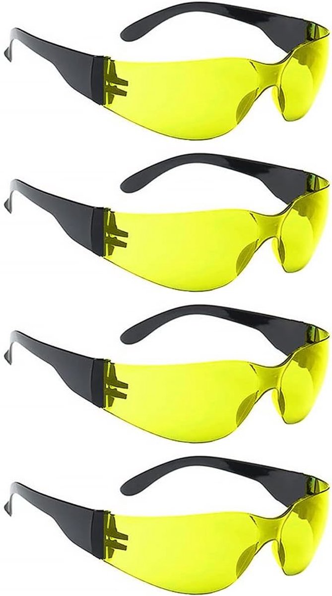 4-pack anticondens veiligheidsbrillen voor op het werk, krasbestendige coating, sterk en beschermend gehard glas, perfect passende oogbescherming - Geel