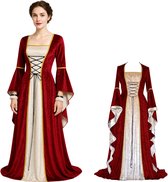 SCARLET DARKNESS Renaissance maxi-jurk voor dames, lange mouwen