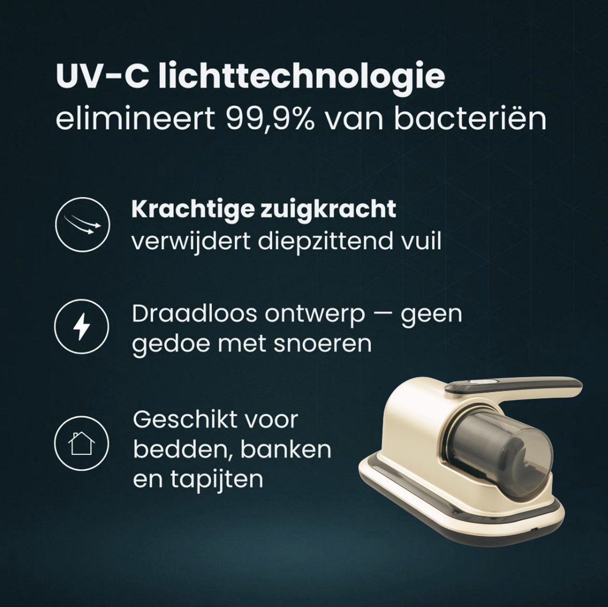 Purgato - Huisstofmijt Stofzuiger - UV Lamp - USB Oplader - afbeelding 2
