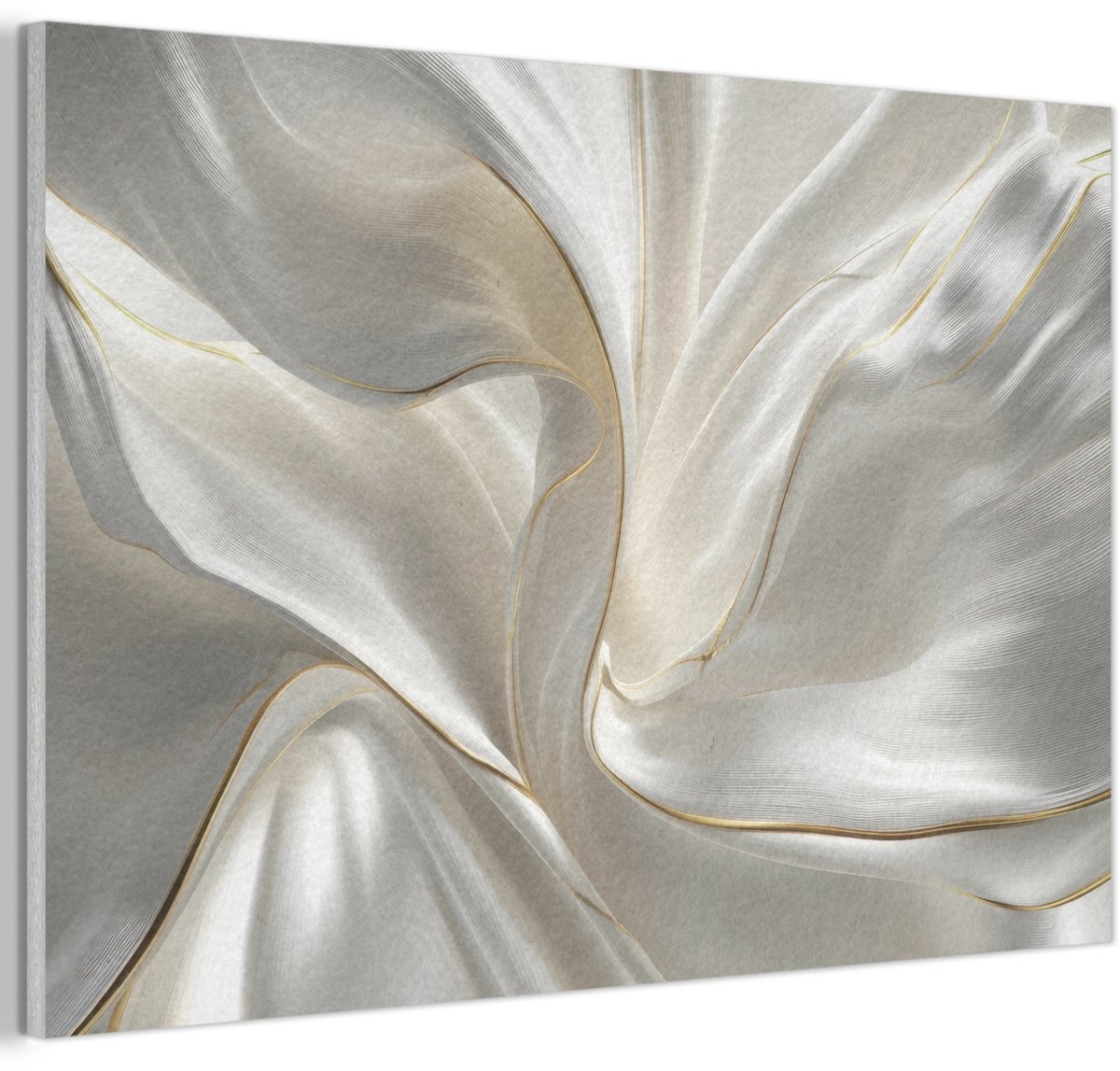 Akoestisch wandpaneel 60x40 cm - Vilt schilderij Stof - Plooien - Goud - Akoestische panelen - Geluidsdempende wanddecoratie - Geluidsisolatie woonkamer - Muurdecoratie geluidspanelen