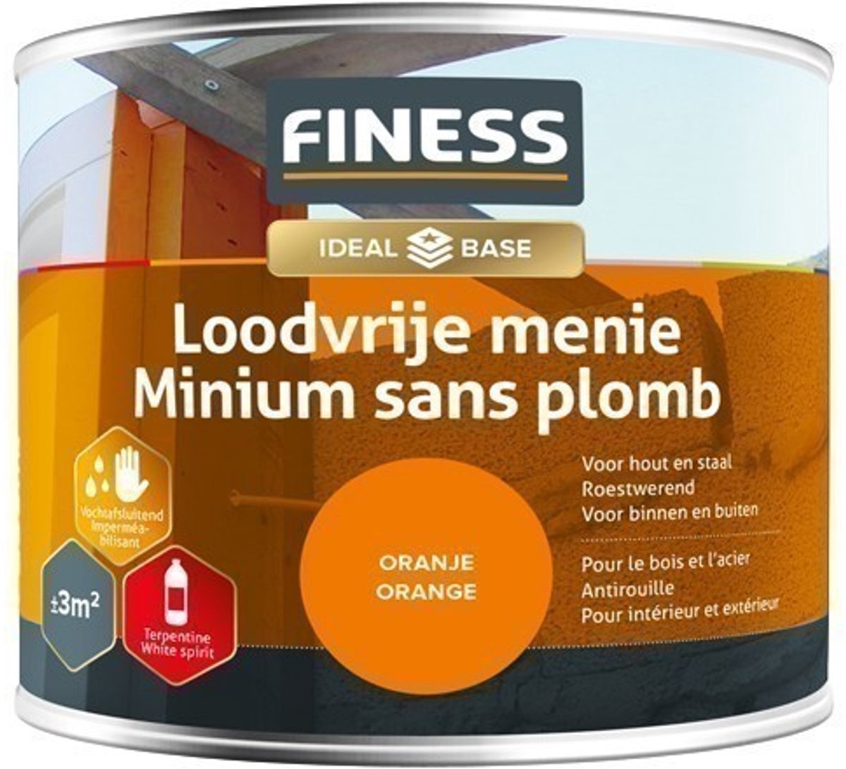 Finess loodvrije menie - oranje - roestwerend - 0.25 ltr