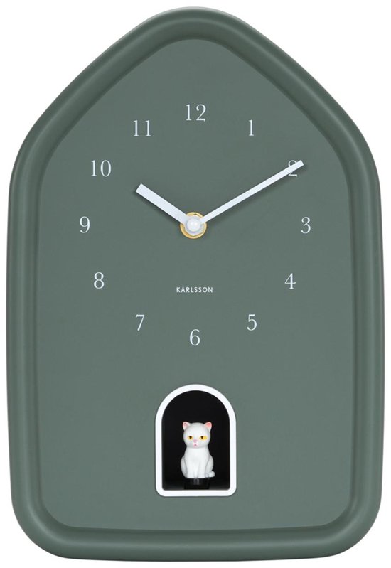 Horloge murale Karlsson Modern Kitty - Verte - 29,1 x 20 x 29,1 cm - Horloge murale moderne
