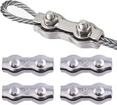 Stalen Kabelbinders, Touwklemmen, Duplexklemmen, M3 Dubbele Kabelklemmen, Dubbele RVS Kabelklemmen, M3 RVS Kabelklemmen voor het Vastzetten van een Waslijnluifel, 4 Stuks