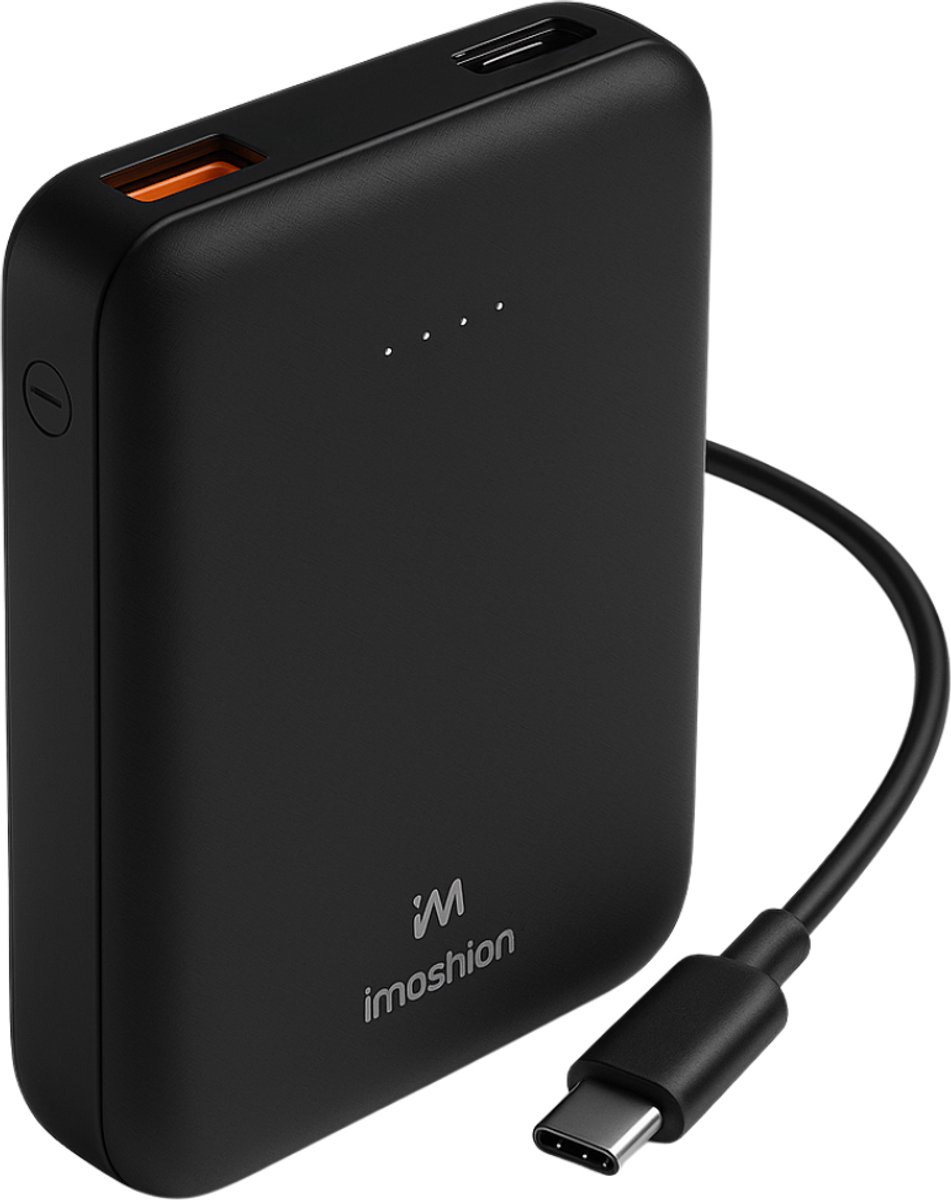 imoshion Compacte Powerbank 10000 mAh - Snellader 22.5W - LED indicator - USB C & USB A - Geschikt voor o.a. iPhone en Samsung - Universeel - Zwart - imoshion - €22,99