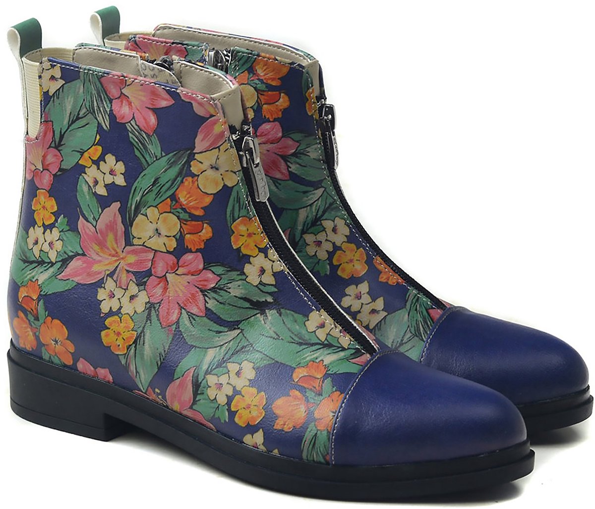 GOBY Flora Bloom Dames Enkellaars Vegan Handgemaakt