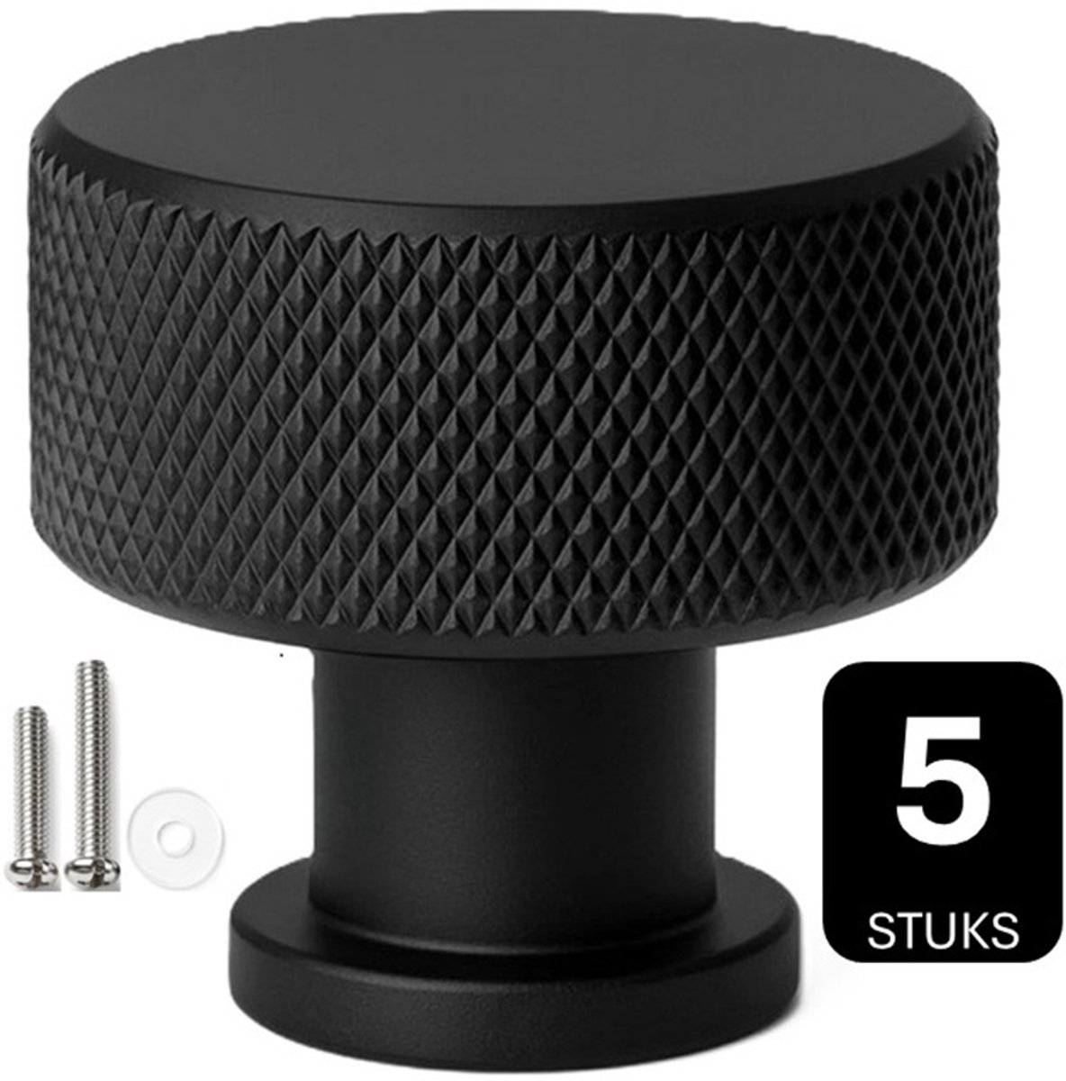 MSQDESIGN -LUXE Kastknop zwart (Metaal) - Kastknoppen zwart - 5 stuks - Deurknopjes zwart voor kast - Deurknop - Deurknopjes zwart - Handgreep zwart - Meubelknop zwart - Meubelknoppen zwart - Deurknoppen zwart - Ladeknoppen voor deurtjes