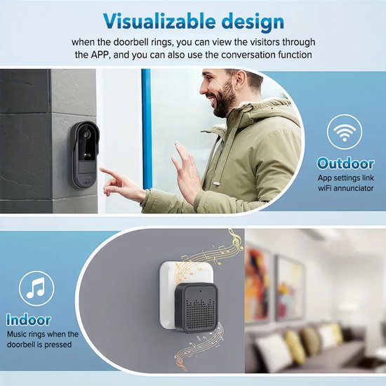 HD Smart Draadloze WiFi Video Deurbel Camera Intercom Surveillance Camera Deurbel — afbeelding 3