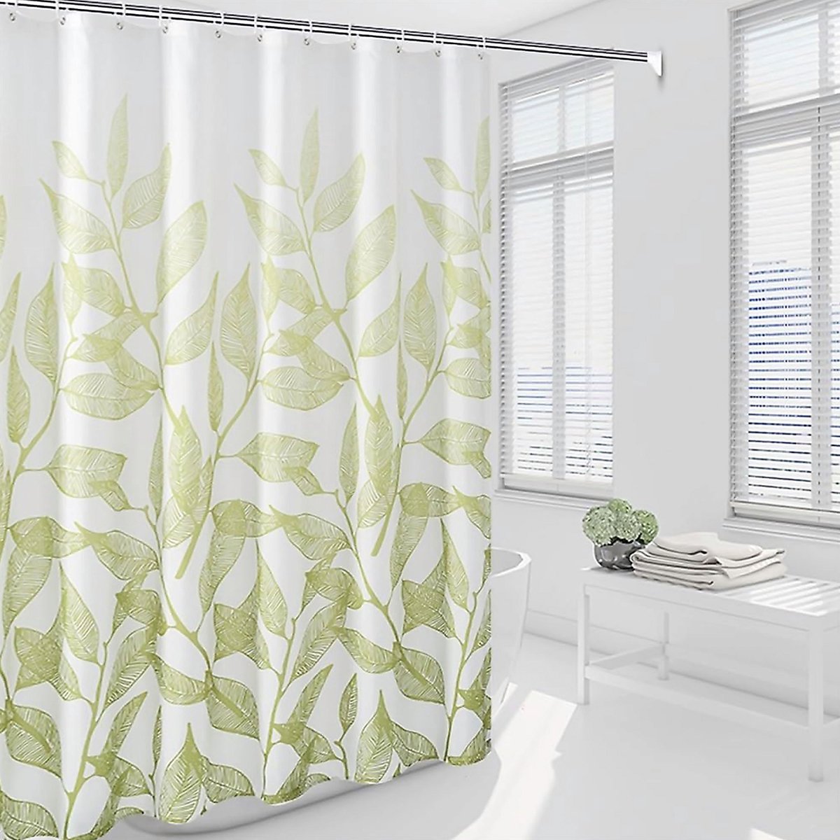 Douchegordijn 120 x 200 cm Badgordijn EVA Waterdicht Anti Schimmel Badkamergordijn met 8 Douchegordijn Haken Wasbaar Shower Curtain voor Badkamer Badkuip - Groen