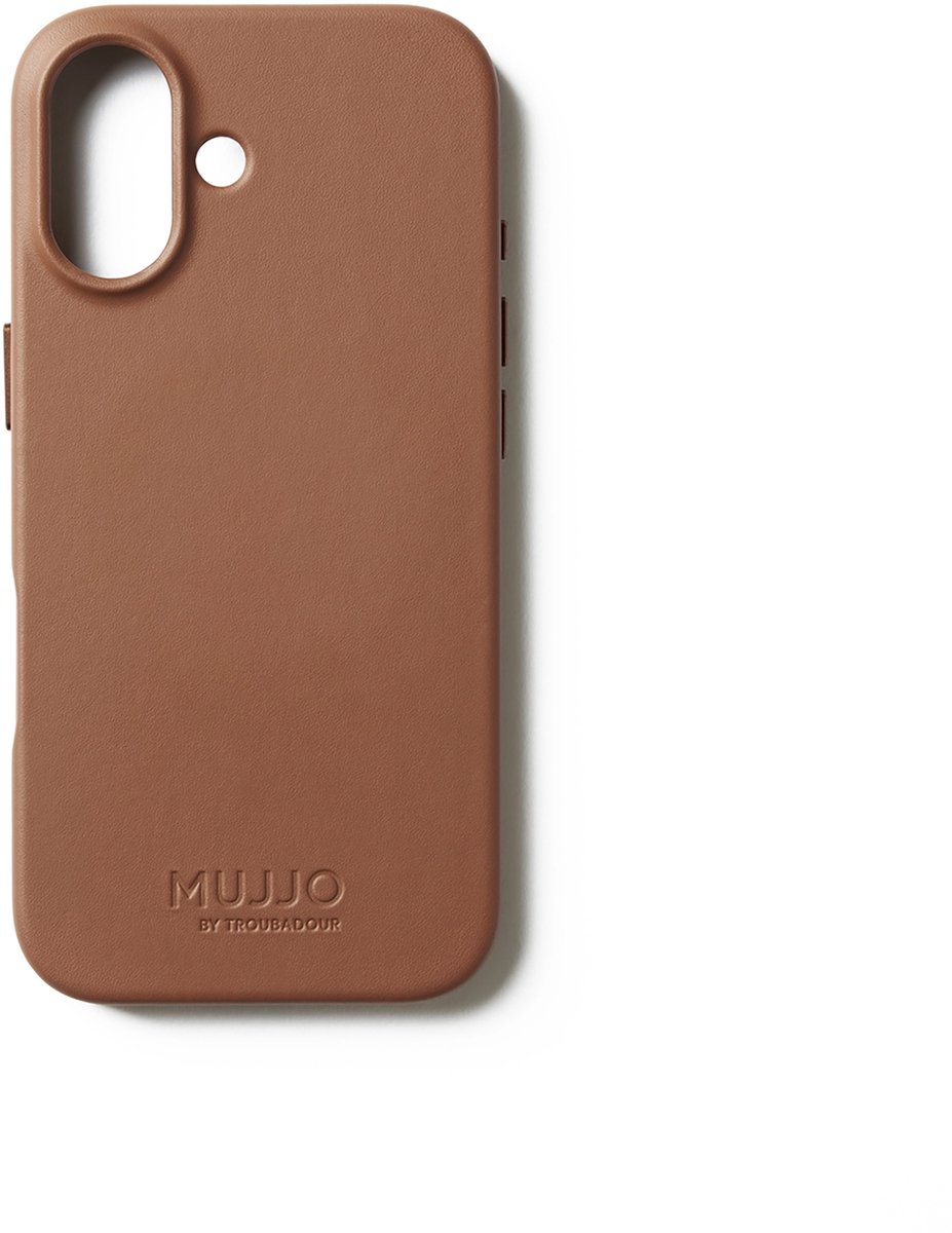 Mujjo Volledig Lederen Hoesje iPhone 17 – 1mm Verhoogde Leren Rand voor Schermbeveiliging – Unieke Patina Over Tijd – Volledig Omhuld in Fijnkorrelig Kalfsleer - Bruin