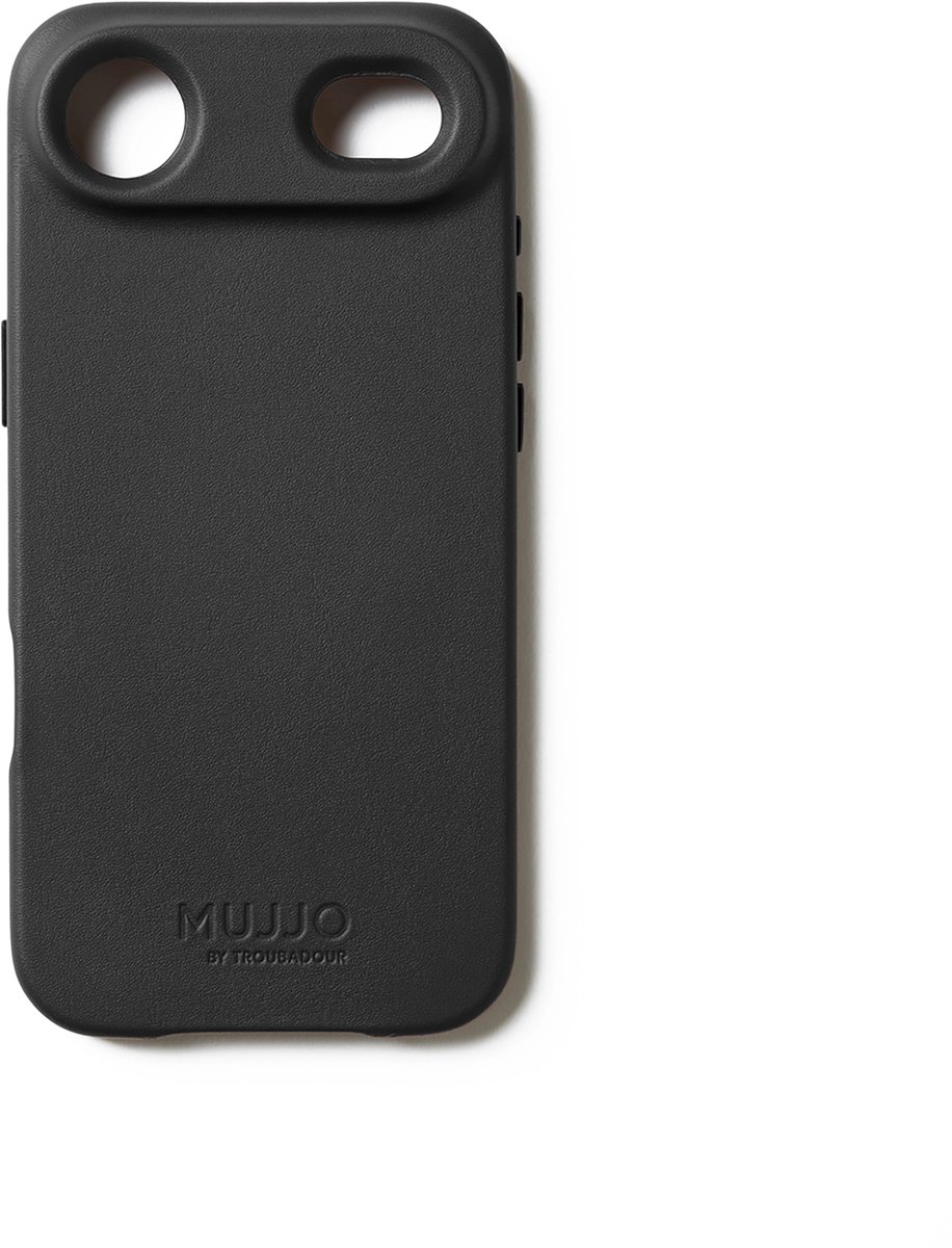 Mujjo Volledig Lederen Hoesje iPhone Air – 1mm Verhoogde Leren Rand voor Schermbeveiliging – Unieke Patina over Tijd – Fijnkorrelig Kalfsleer uit Denemarken - Zwart