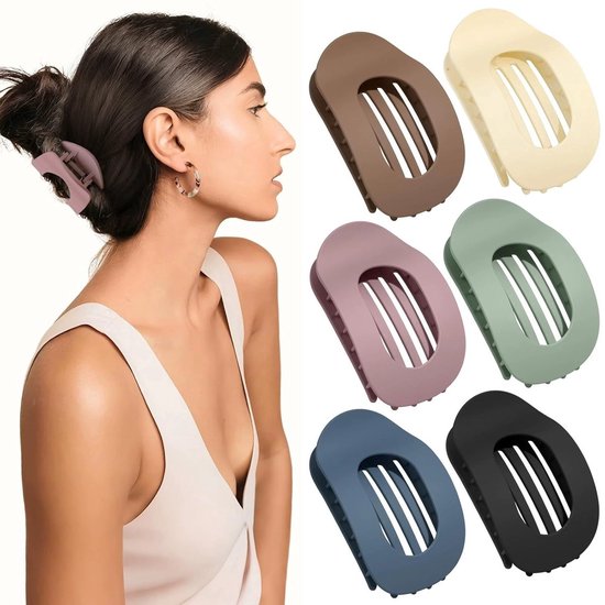Lot de 6 pinces à cheveux plates mates pour femme, Pinces à cheveux , pour cheveux épais et fins, 6 couleurs (Set E)