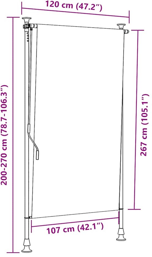 Store enrouleur vidaXL - Anthracite - 120 x 270 cm - Protection solaire résistante aux UV - Store enrouleur - Rideau d'extérieur - Brise-vue - Couverture de terrasse