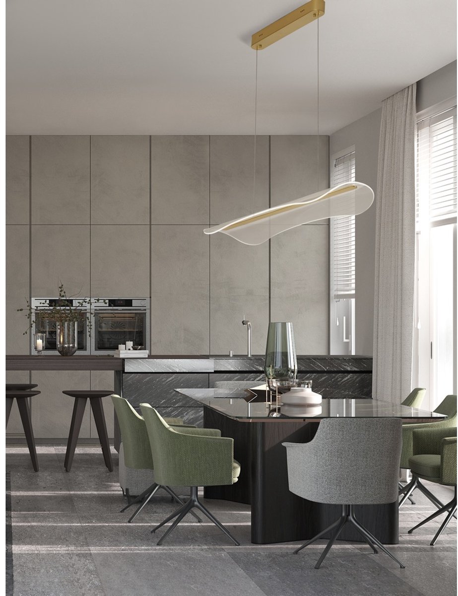 Lyora Hanglamp Agos goud met kunststof smal - 9054443