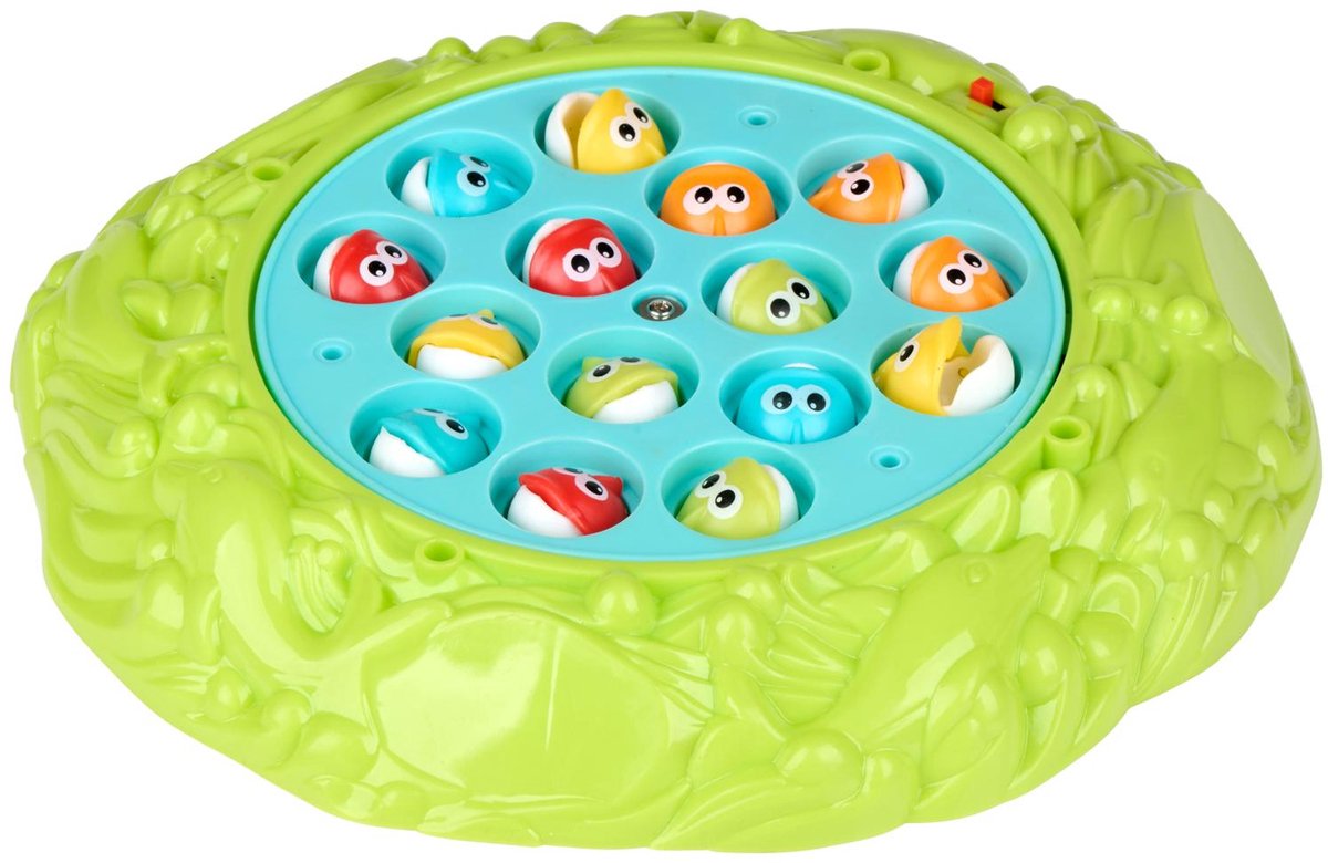 Eddy Toys fishing game b/o - elektrisch visspel - draaiend spelbord - bevordert fijne motoriek - inclusief hengels - ø22,5 cm - meerkleurig - geschikt voor 1 tot 4 spelers