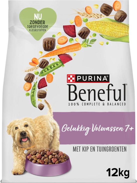 Beneful Gelukkig Volwassen Senior 7+ - Hondenvoer Droogvoer - Kip & Tuingroenten - 12 kg