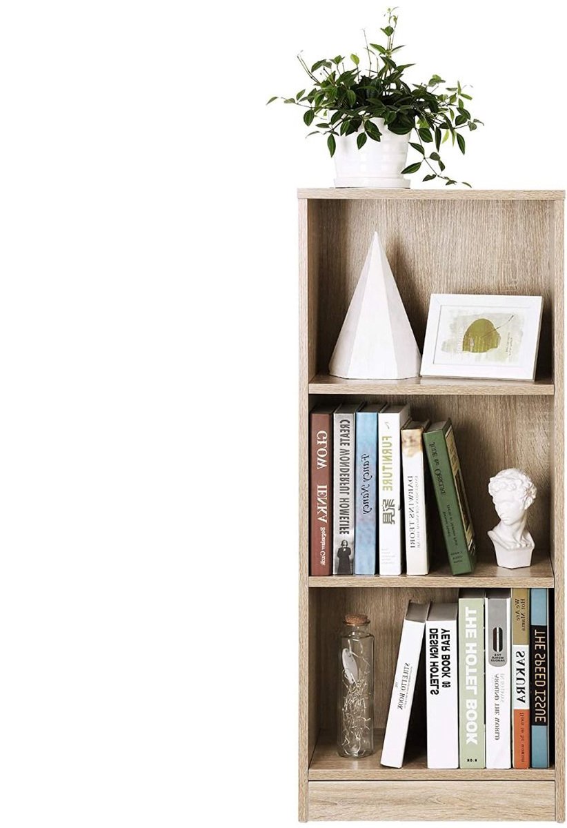 Hoppa! Boekenkast - Boekenplank met 3 vakken - Eiken kleur - 40 x 24 x 87 cm (B x D x H)