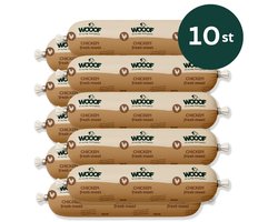 WOOOF Honden worsten Kip worsten Vers vlees natvoer - Houdbare worsten hondenvoer - 10x 900gram