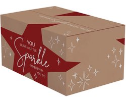 Lege kerstpakketdoos Sparkle rood 390 x 290 x 232 mm - pak met 15 stuks | kerstdoos | kerst geschenk | geschenkdoos | kerstdoos leeg