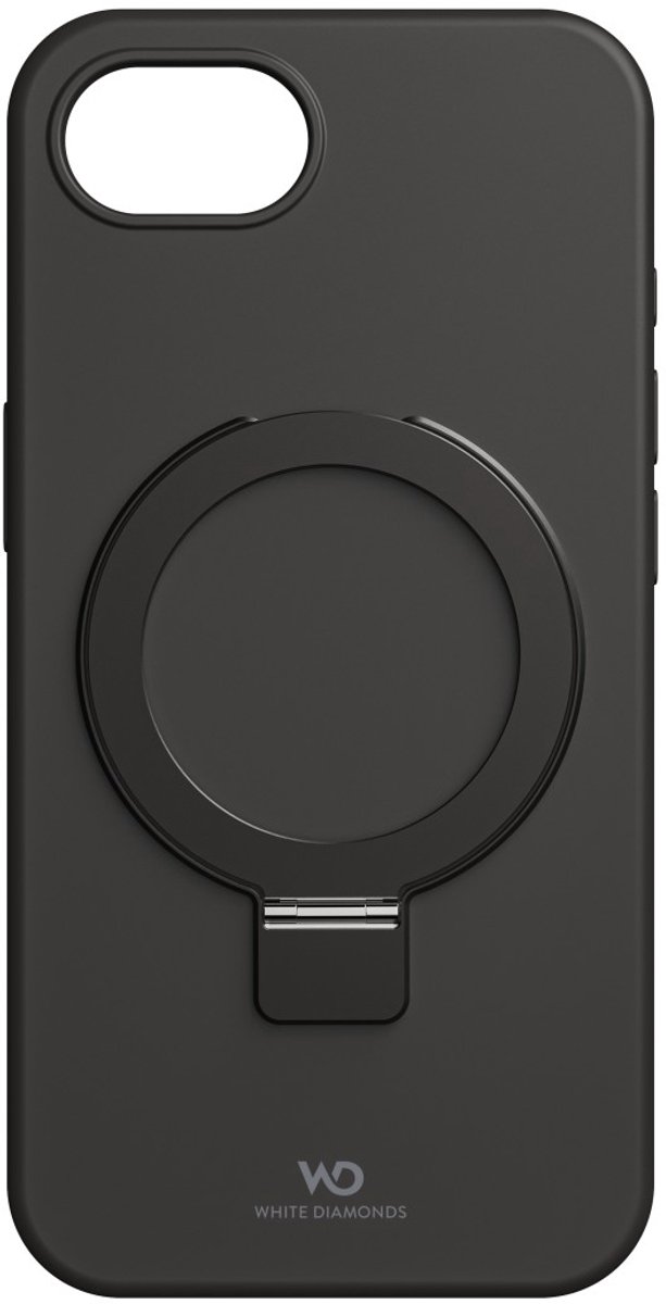 White diamonds hoesje geschikt voor Iphone 16e - Urban case - met Kickstand ring - met Magsafe - Zwart