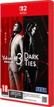Cover van "Yakuza 3 & Dark Ties" voor Nintendo Switch. Twee mannen, één in wit, één in zwart pak.