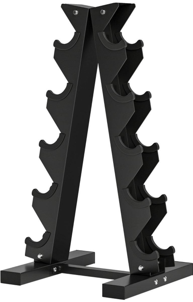 Halterrek - Geschikt voor 10 halters - 5 niveaus - Stevig stalen frame - Maximaal draagvermogen 100 kg - Zwart - 66 x 35 x 33 cm