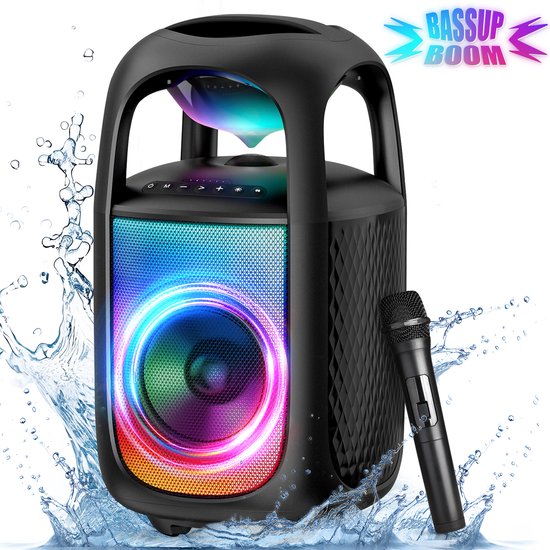 Rayofi 180W Bluetooth Speaker groot - 105dB Speakerbox - IPX5 muziekbox feestluidspeaker - voor tuin, kamperen, feestjes - zwart