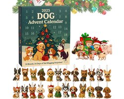 Adventskalender voor honden 2025 - Adventskalender voor hondenliefhebbers - 24-daagse dierenkalender - Inclusief 24 schattige kerstversieringen voor honden - Kerstcadeauset met puppythema