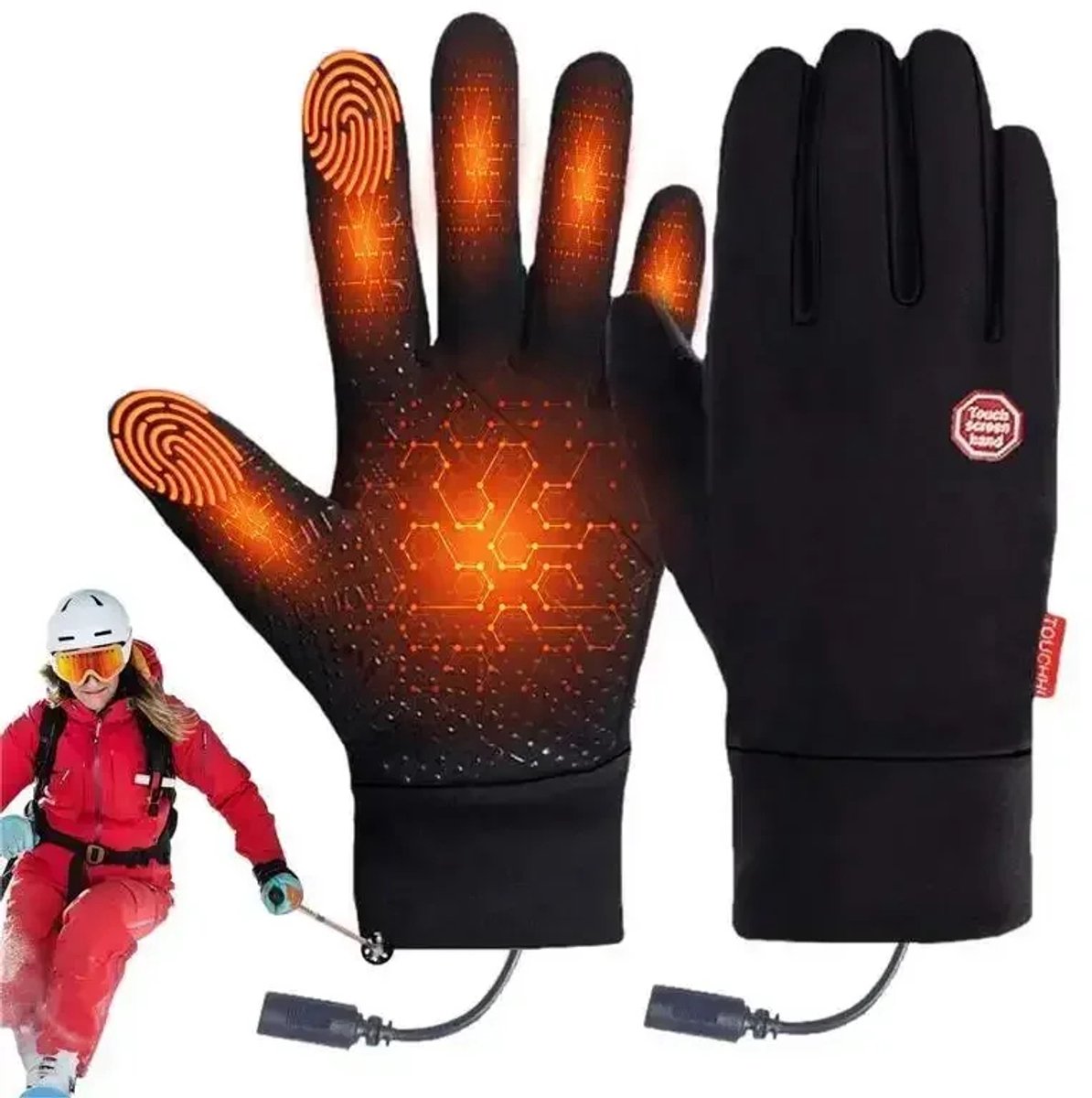 BolFlow® Elektrische Verwarmde Handschoenen - USB Oplaadbaar - Maat M - Touchscreen & Antislip - Winter Sport & Fietsen - Zwart