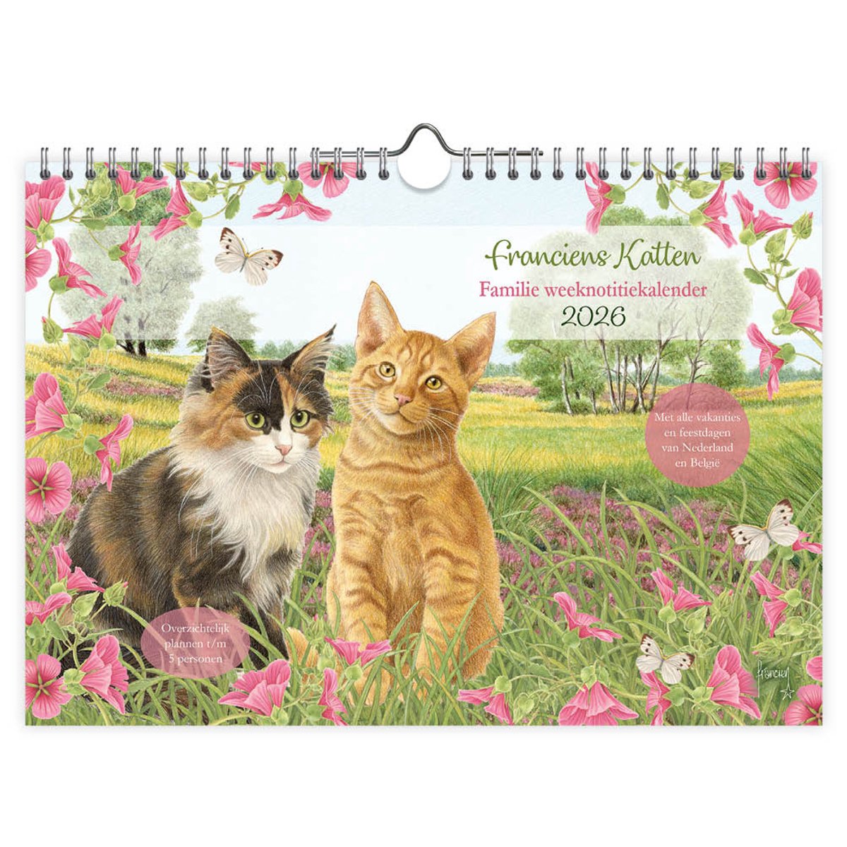 Familieweeknotitiekalender Franciens katten oblong - 2026