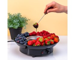MikaMax Elektrische Fondueset - Inclusief 2 Fonduevorken - 260 ml - 27,5 x 27,5 x 7,5 cm - Fonduepan - Stijlvolle fondueset - Fondueset Elektrisch - Kaasfondue - Chocolade Fondue