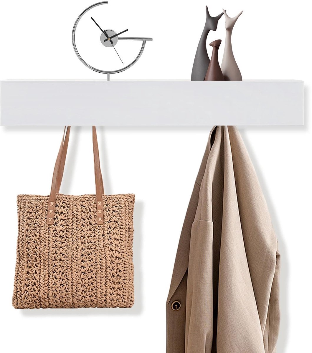 Ibenzoa Wandgarderobe met Verborgen Haken en Plank voor Diverse Ruimtes wit