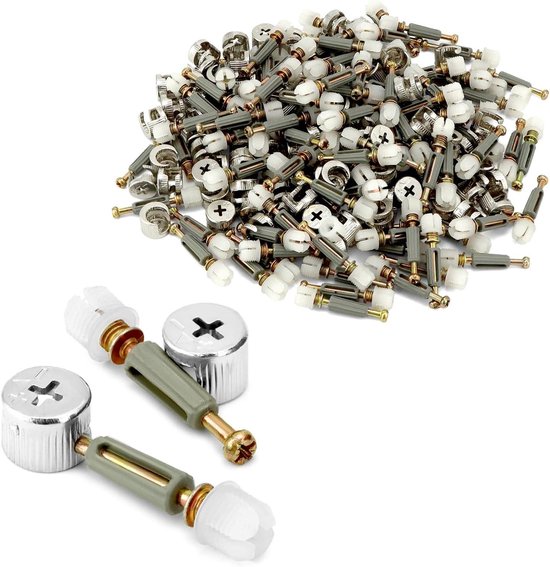 BITEFU Set van 40 meubelverbinders excentrieke kastverbinders 15 mm inschroefpluggen voor het
