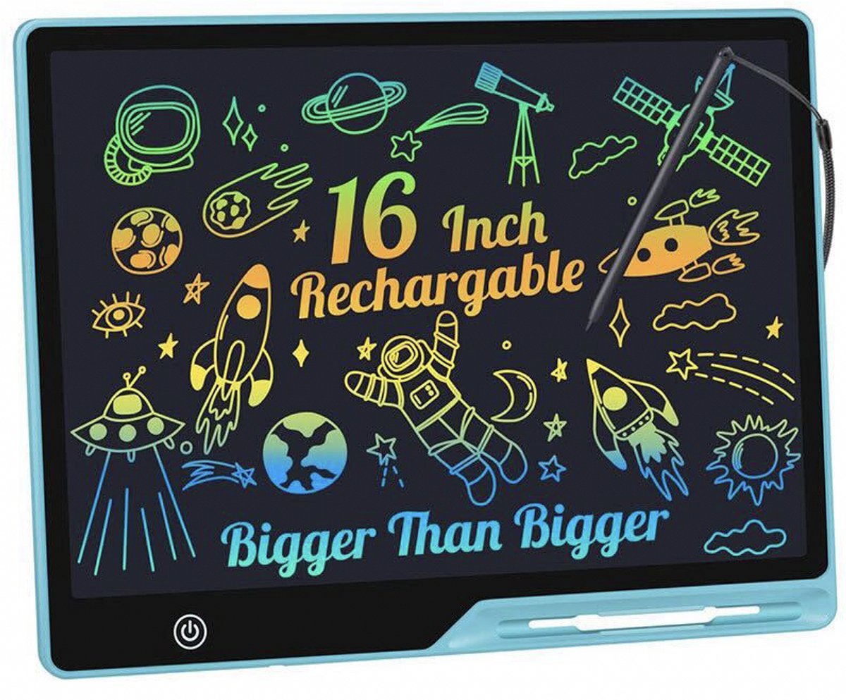 KYDDOI Tekentablet voor Kinderen - 16 inch Tekenbord kinderen - Tekentablets met kleurrijk LCD Scherm - Blauw