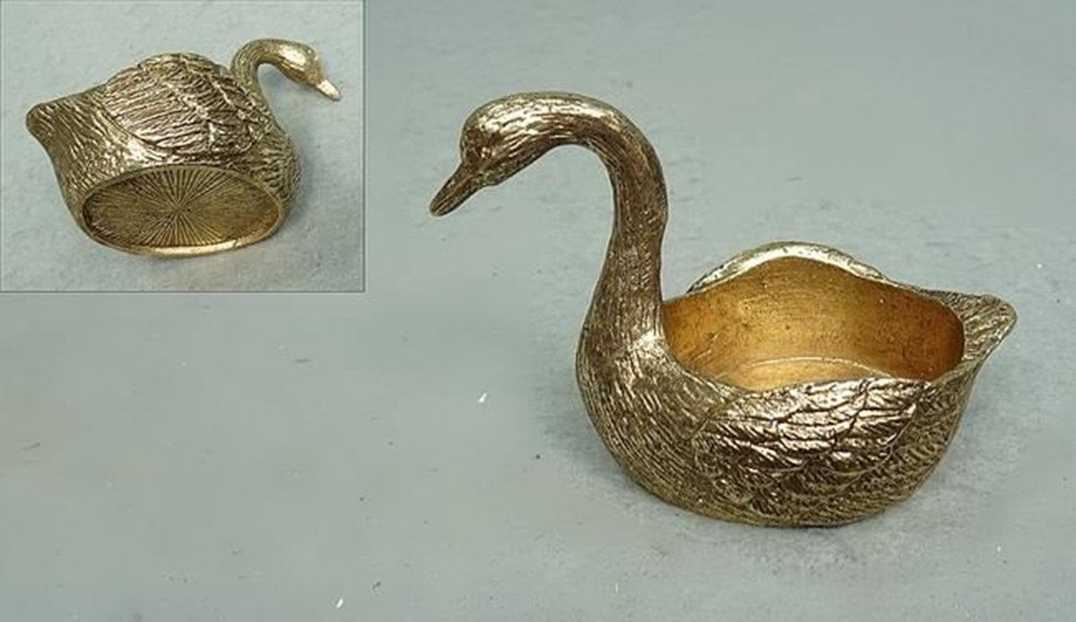 Kaarshouder Zwaan – Goudkleur – 8×5×6 cm – Decoratief & Sfeervol