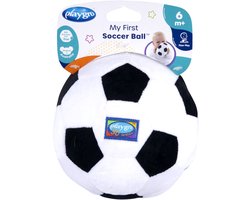 Playgro Baby Pluche Voetbal - Mijn eerste bal - Baby bal - Baby speelgoed - Voetbal Baby - Zachte Baby bal - Rammelaar Baby - Baby bal - Baby Speelgoed - Educatief baby speelgoed - Rammelaar - Zwart Wit - Belletje - 13cm