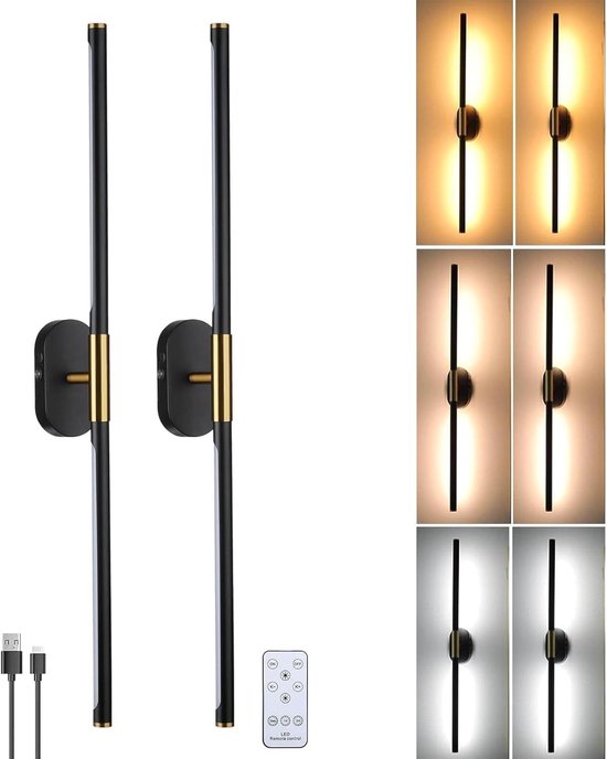 Draadloze LED Wandlamp met Afstandsbediening - Dimbaar en 360 Graden