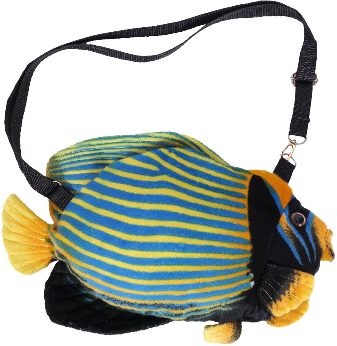 PIA Soft Toys - Pluche vis schoudertas - schouderriem - 38 cm - blauw/geel
