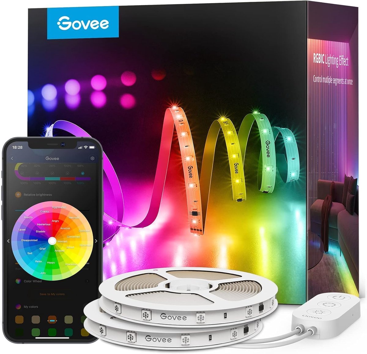 30 m Slimme RGBIC LED-strip voor Feestverlichting - App bediening, Muzieksynchronisatie, Compatibel met Alexa en Google Assistant