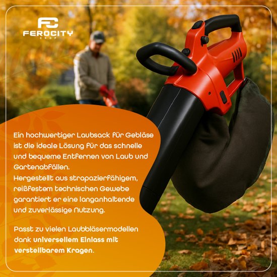 FEROCITY - Universele bladzuigerzak - 40L met een aansluiting van 150mm diameter - bladblazerzak - vervangzak met rits - Technisch non-woven materiaal van FEROCITY — afbeelding 4